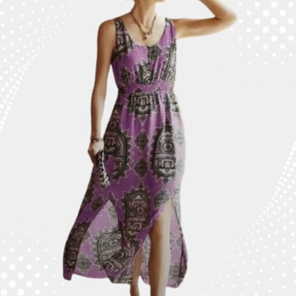 💜 Maeve Anthropologie Boho Medallion Print Sleeveless Midi Dress – Size XS - Picture 1 of 5